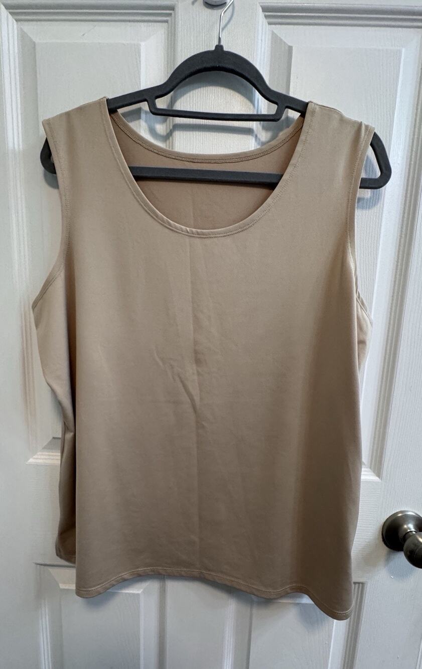 Susan Graver Style XL Beige Tank Scoop Neck Polyester Blend